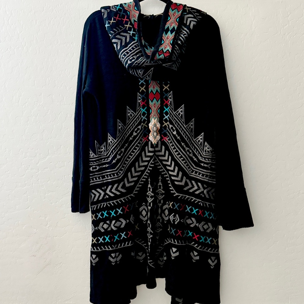 BiyA Johnny Was - Oversized Hooded Bohemian Embroidered Duster - Picture 2 of 7
